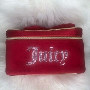 Juicy Couture Red Cosmetic Train Case with Rhinestone Logo